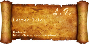 Leirer Ixion névjegykártya